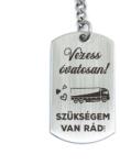 R.M. ékszer Vezess óvatosan kamiont acél medálos kulcstartó (14344-RM)