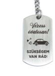 R.M. ékszer Vezess óvatosan autót acél medálos kulcstartó (14343-RM)