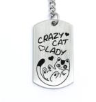 R.M. ékszer Crazy Cat Lady - cicás gravírozott acél kulcstartó macskarajongóknak (19688RM)