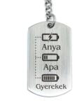 R.M. ékszer Anya, Apa, Gyerekek - szeretet energiája elemes vicces acél kulcstartó (13516-RM-D)