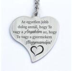 R.M. ékszer Te vagy az Anyukám és Nagymama acél kulcstartó - szív, gyermekem (19720RM)