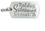 R.M. ékszer Boldog születésnapot kívánok acél medálos kulcstartó (13369-RM-D)