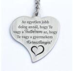 R.M. ékszer Testvéremnek Gyermekem Keresztanyjának Gravírozott Szív Kulcstartó (19713RM)