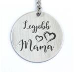 R.M. ékszer Legjobb Mama gravírozott acél kulcstartó - kerek medál nagymamának (15905RM)