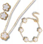  Arany színű nemesacél ékszerszett: nyaklánc, fülbevaló, karkötő (Naszyjnik Bransoletka Kolczyki Zestaw)