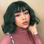  Parxitn Rövid bob paróka frufruval természetes sötétzöld szintetikus (EBPP800)