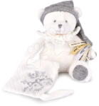 Doudou Ursuleț de pluș cu clips pentru suzetă Doudou 25 Ans Dummy Holder Silver Doudou et Compagnie ediție aniversară argintie 20 cm de la 0 luni (DC4335)