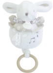 Doudou Iepuraș de pluș cu melodie Lapin Dodou Music Box White Doudou et Compagnie în ambalaj cadou alb 20 cm de la 0 luni (DC4365)