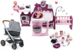 Smoby Set centru bebe Violette Baby Nurse Large Doll's Play Center Smoby și cărucior adânc și sport DeLuxe Maxi Cosi & Quinny Grey (SM220349-20) Papusa