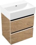 Hatria Set mobilier baie (masca suspendata cu 2 sertare si lavoar) Hatria Bahia 13 50x47 cm, cu un orificiu pentru baterie, crem (chestnut oak) (bh0500465011ts4)
