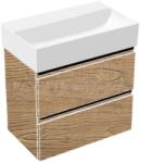 Hatria Set mobilier baie (masca suspendata cu 2 sertare si lavoar) Hatria Bahia 13 60x37 cm, fara orificiu pentru baterie, crem (chestnut oak) (bh0600365010ns4)