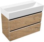 Hatria Set mobilier baie (masca suspendata cu 2 sertare si lavoar) Hatria Bahia 13 80x37 cm, fara orificiu pentru baterie, crem (chestnut oak) (bh0800365010ns4)