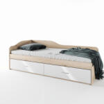 Bogdan Furniture I Легло Mod 2023 с чекмеджета, Сонама Арвен/Бял гланц