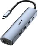 Genius Hálókártya 10/100/1000 + USB HUB USB3.0 USB-C Iron Grey Genius UH-545