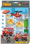 Hama Set de 2000 buc margele de calcat Hama Midi cu 1 planseta in cutie de cadou cu agatator Pompierii (Ha3441)
