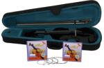  Gyermek fa klasszikus hegedűkészlet 1/8-os méretben és két húrkészlettel, DEPOX®, 43 cm, fényes fekete kivitelben