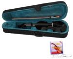  1/8 méretű klasszikus fa hegedűkészlet gyerekeknek, DEPOX®, 43 cm, fényes fekete felülettel, húrok készlettel