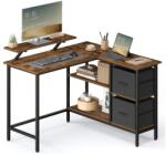 VASAGLE L Alakú Íróasztal 2 Tágas Fiókkal, Állítható Polccal, Rusztikus Barna