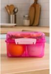 Sistema Lunch Cube Max osztott uzsonnásdoboz joghurtos tárolóedénnyel és dupla tetővel, 2 l, rózsaszín