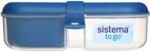Sistema To Go szalaggal ellátott, elosztott nassolnivaló doboz 1, 1 l-es joghurtos tartállyal, kék