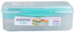 Sistema Divided To Go Bento Uzsonnásdoboz Joghurtos Tárolóval és 2 Tálcával 1, 65 L, Menta