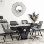 Mebel Elite Bővíthető Étkezőasztal Magasfényű Fekete Színben. CLARK 120-160 cm