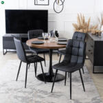 Mebel Elite Kerek Étkezőasztal Rusztikus Tölgy/Fekete Színben. LINO 100 cm