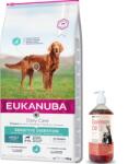EUKANUBA Eukanuba Daily Care Adult Sensitive Digestion 12 kg + ab-V 100% lazacolaj minden korú kutyák és macskák számára 1000 ml hidegen sajtolt