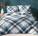  Flanel 3 részes ágynemű huzat szett - 140x200 cm / kék - szürke kockás