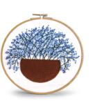 Fashion Hímző készlet előrenyomtatott mintával és fonallal, 940151-7, kék virágokkal