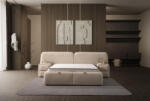 INFINIZA Visco Ágykeret 160x200 cm Bézs Kárpittal - Visco Ágyneműtartós Ágykeret