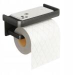 EdiBazzar Wc papírtartó polccal, Fekete Loft acél, csavaros fürdőszobai Toalett (Uchwyt WC z półką na papier Czarny Loft)