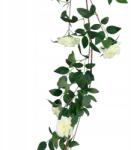 MartineX Mesterséges Füzér Fehér Rózsa 1, 8m Falra Erkély Dekoratív Levelek (Girlanda)