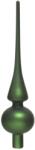  Üveg matt csúcsdísz sötétzöld színben, 6x26 cm