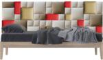 Kerma Design Műbőr falvédő-164 P-41 kárpitozott faldekoráció (200x75 cm) beige, piros, barna, arany panelekből