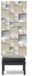 Kerma Design Előszobafal-37 házilag felrakható beige, fehér színű textilbőr dekor falpanelekből