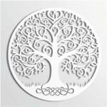  Fali dekoráció, életfa minta, 50 cm, 3 mm HDF - fehér falburkolat