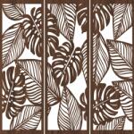  Fali dekorpanel szett, pálmalevél minta, 50x150 cm x 3 darab, 3 mm HDF - FPD-14 fa Dió falburkolat