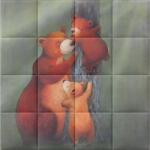 Kerma Design Gabillustrator-10 medve család állatos nyomtatott műbőr falikép