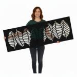  Fali dekorpanel, levél minta, 50x150 cm, 3 mm HDF - FP3 fekete falburkolat