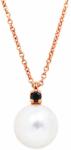 White & Black Igazgyöngy nyaklánc fekete gyémánttal - 6-6, 5mm - rosegold - akoya (AU14040)