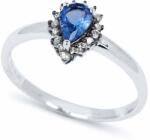 White & Black Csepp zafír eljegyzési gyűrű gyémántokkal (AU13274)