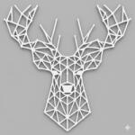  Fali dekoráció, szarvas , 47, 5x47, 5 cm, 3 mm HDF - Fehér színű fa falburkolat FPD-11