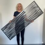  Fali dekorpanel, hullám minta, 50x150 cm, 3 mm HDF - FP2 Antracit falburkolat