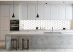  Wallplex PLUS+ falburkoló hőálló konyhapanel Fehér Hexagon, vízálló falburkolat konyhába 60x300 cm
