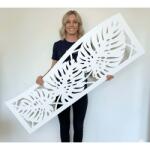  Fali dekorpanel, pálmalevél mintázat, 50x150 cm, 3 mm HDF - FP6 fehér színű falburkolat