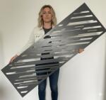  Fali dekorpanel, sávos mintázat, modern 50x150 cm, 3 mm HDF - FP13 fa Antracit színű falburkolat