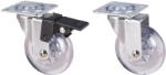 Evotools Roata Mobila Pivotanta cu Flansa PP Transparent - Cu Frana (677848)