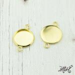  Orvosi fém, arany tányéros összekötő medál alap (12mm belső)