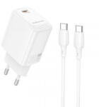 BOROFONE Incarcator Retea Cu Cablu USB-C Borofone, BN28 Fuente, 30W, 3A, 1 x USB-C, Alb (inc/us/bor/bn/30/3a/1x/al)